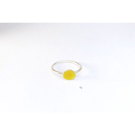Minimelt ezüst tűzzománc gyűrű sárga(17,5mm)