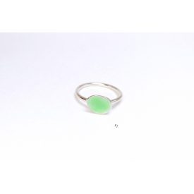 Minimelt ezüst tűzzománc gyűrű világoszöld(16,5mm)