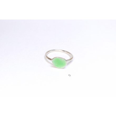 Minimelt ezüst tűzzománc gyűrű világoszöld(16,5mm)