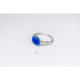 Minimelt ezüst tűzzománc gyűrű közép kék(17mm)