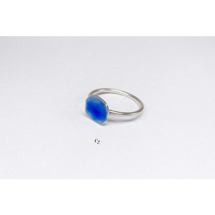 Minimelt ezüst tűzzománc gyűrű közép kék(17mm)