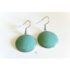 Tűzzománc fülbevaló türkiz színű- rozsdamentes acél akasztóval