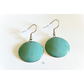   Tűzzománc fülbevaló türkiz színű- rozsdamentes acél akasztóval