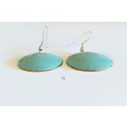 Tűzzománc fülbevaló türkiz színű- rozsdamentes acél akasztóval