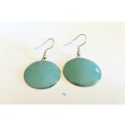 Tűzzománc fülbevaló türkiz színű- rozsdamentes acél akasztóval