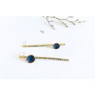 Aszimmetrikus minimalista sárgaréz fülbevaló tűzzománc díszítéssel