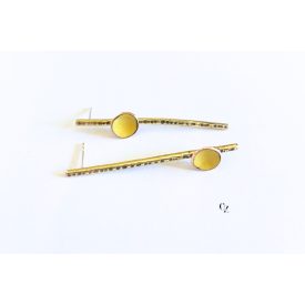   Aszimmetrikus minimalista sárgaréz fülbevaló tűzzománc díszítéssel