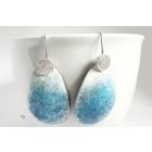 Ezüst akasztóval -tűzzománc fülbevaló kék fehér