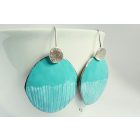 Ezüst akasztóval -tűzzománc fülbevaló türkiz 