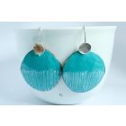 Ezüst akasztóval -tűzzománc fülbevaló türkiz 