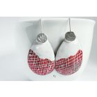 Ezüst akasztóval -tűzzománc fülbevaló piros fehér 1