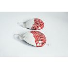 Ezüst akasztóval -tűzzománc fülbevaló piros fehér 1