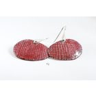 Ezüst akasztóval -tűzzománc fülbevaló piros fehér 2