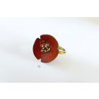 Pipacs tűzzománc gyűrű-réz (16,5 mm)