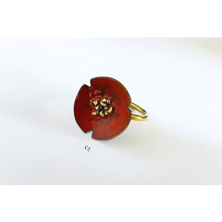 Pipacs tűzzománc gyűrű-réz (16,5 mm)