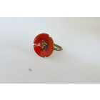 Pipacs tűzzománc gyűrű-réz (17 mm)