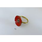 Pipacs tűzzománc gyűrű-réz (17 mm)