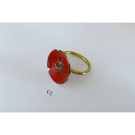 Pipacs tűzzománc gyűrű-réz (17 mm)