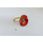 Pipacs tűzzománc gyűrű-réz (17 mm)